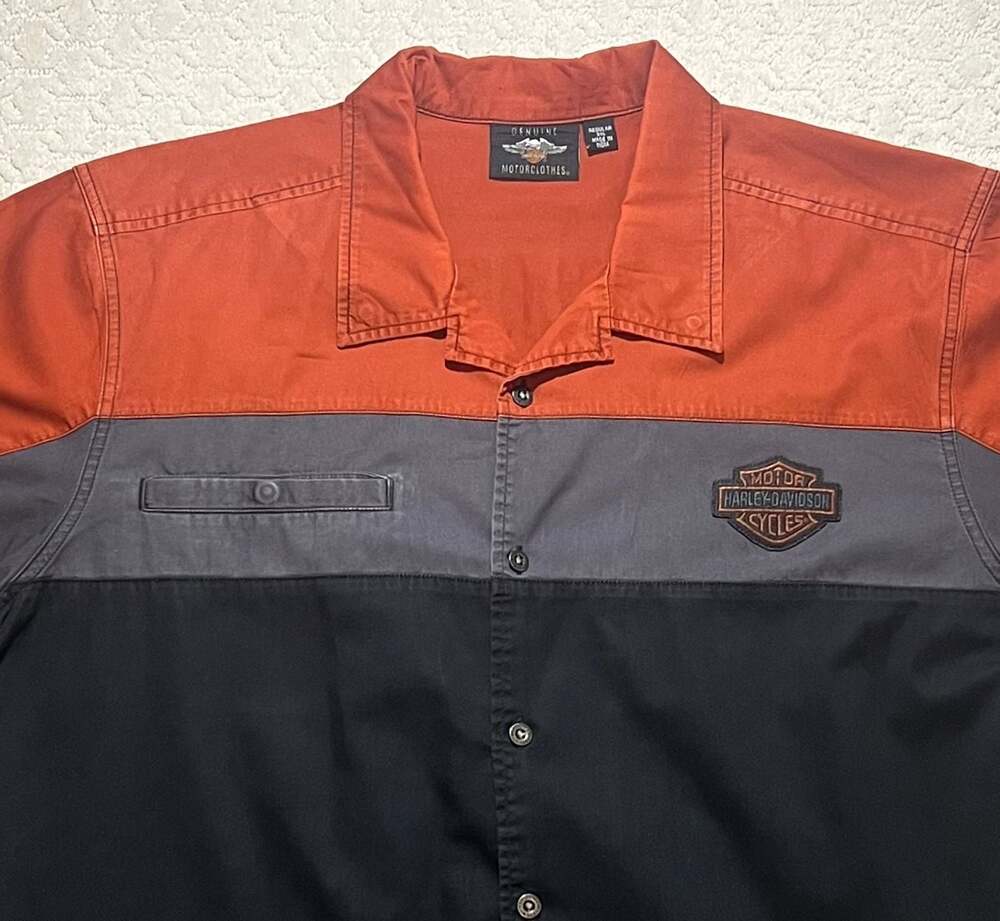 Harley-Davidson Motor Colorblock Button Down Shirt 3XL